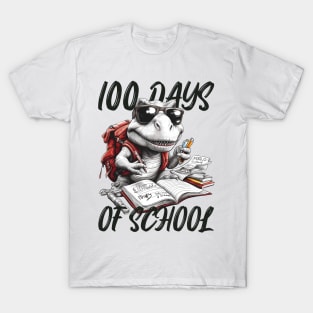 100 days of school T-Rex With Glasses T-Shirt